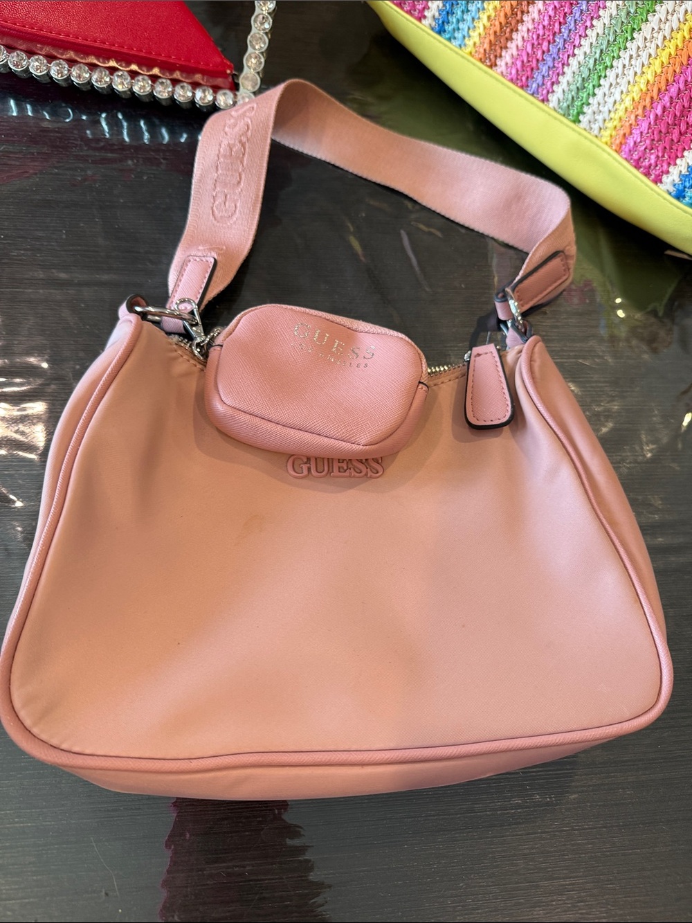 GUESS Pink Shoulder Bag with Detachable Mini Pouch3 piece